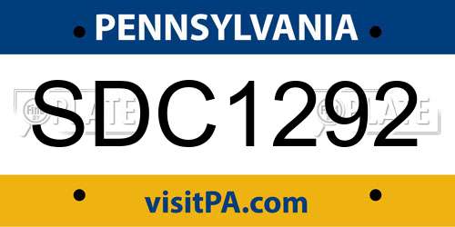 SDC1292 Pennsylvania License Plate