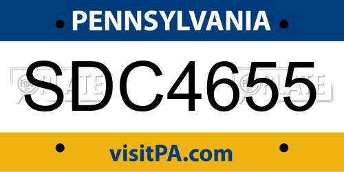 SDC4655 Pennsylvania License Plate