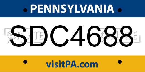 SDC4688 Pennsylvania License Plate