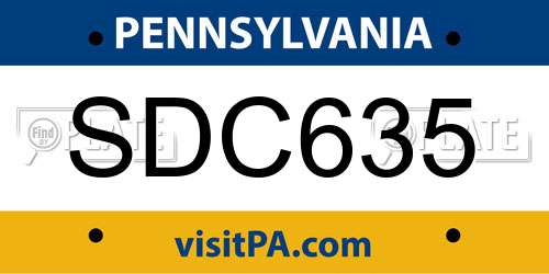 SDC635 Pennsylvania License Plate