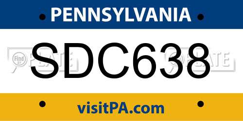 SDC638 Pennsylvania License Plate