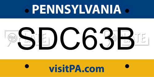 SDC63B Pennsylvania License Plate