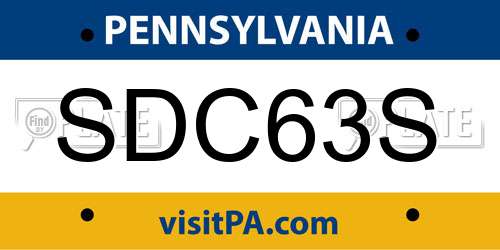 SDC63S Pennsylvania License Plate