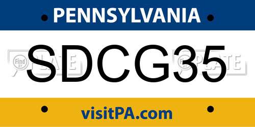 SDCG35 Pennsylvania License Plate