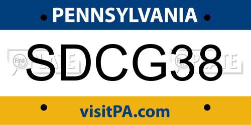SDCG38 Pennsylvania License Plate
