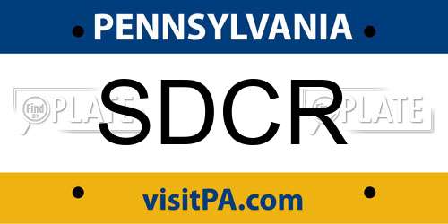 SDCR Pennsylvania License Plate
