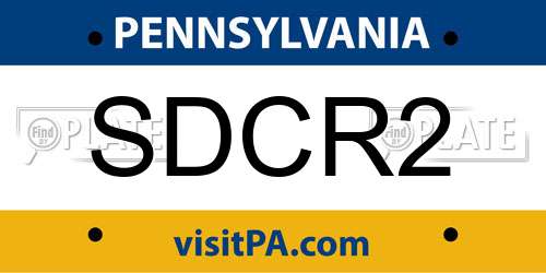 SDCR2 Pennsylvania License Plate