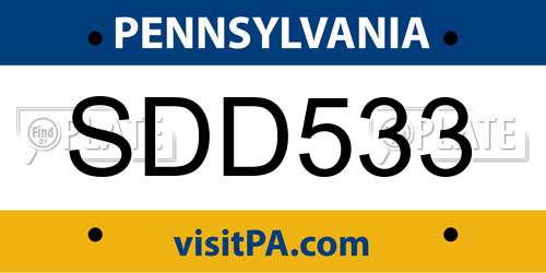 SDD533 Pennsylvania License Plate