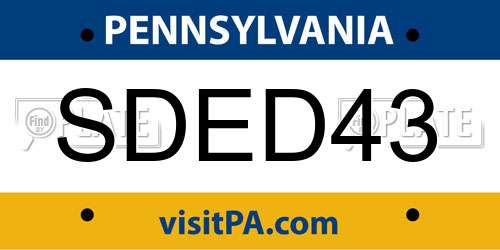 SDED43 Pennsylvania License Plate