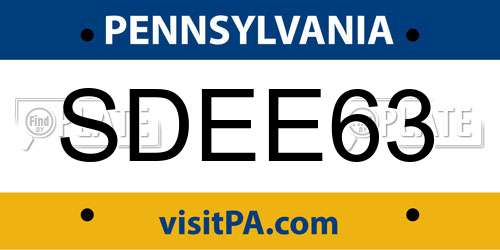 SDEE63 Pennsylvania License Plate