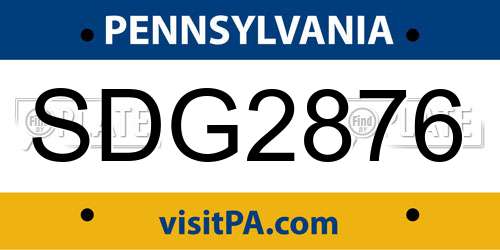 SDG2876 Pennsylvania License Plate