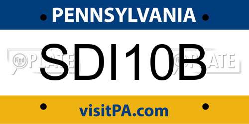 SDI10B Pennsylvania License Plate