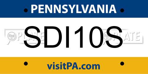 SDI10S Pennsylvania License Plate