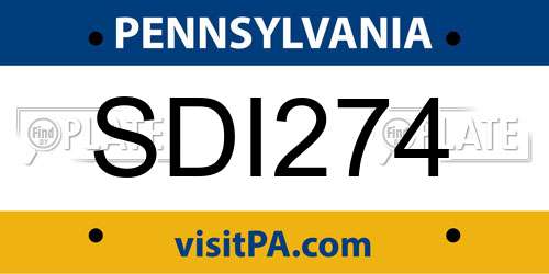 SDI274 Pennsylvania License Plate