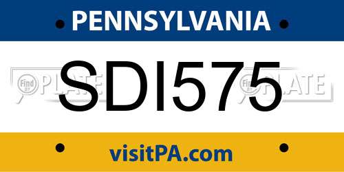 SDI575 Pennsylvania License Plate