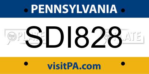 SDI828 Pennsylvania License Plate