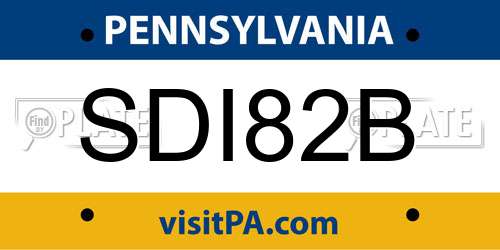 SDI82B Pennsylvania License Plate