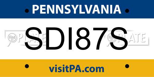 SDI87S Pennsylvania License Plate