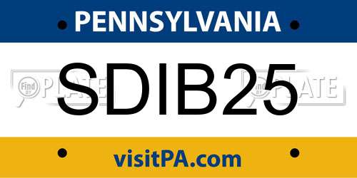 SDIB25 Pennsylvania License Plate