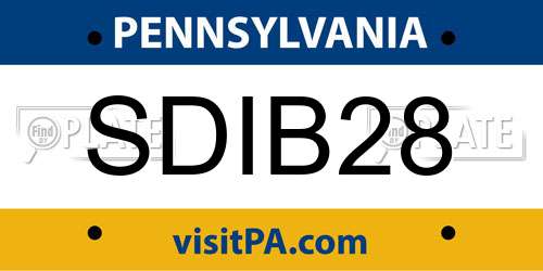 SDIB28 Pennsylvania License Plate
