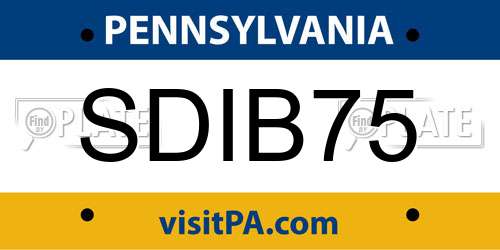 SDIB75 Pennsylvania License Plate