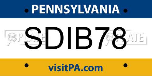 SDIB78 Pennsylvania License Plate