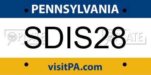 SDIS28 Pennsylvania License Plate