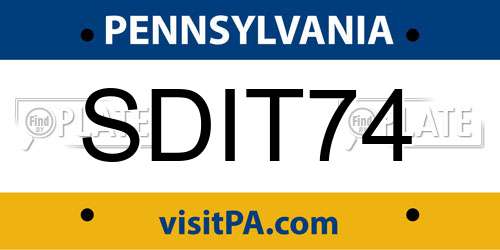 SDIT74 Pennsylvania License Plate