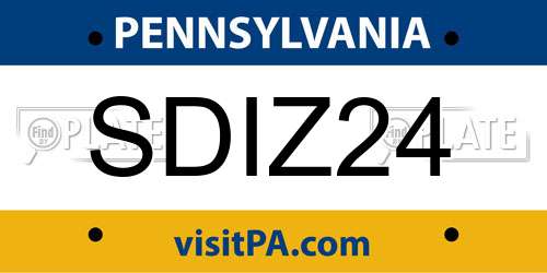 SDIZ24 Pennsylvania License Plate