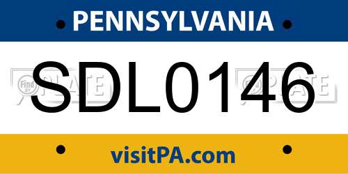 SDL0146 Pennsylvania License Plate