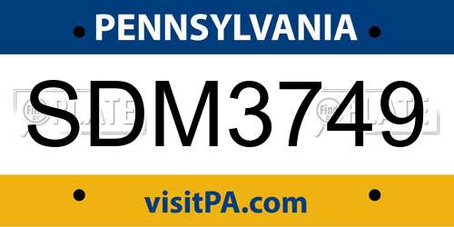 SDM3749 Pennsylvania License Plate