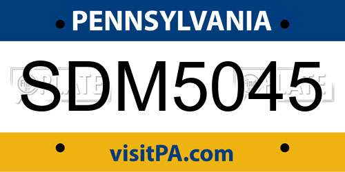 SDM5045 Pennsylvania License Plate