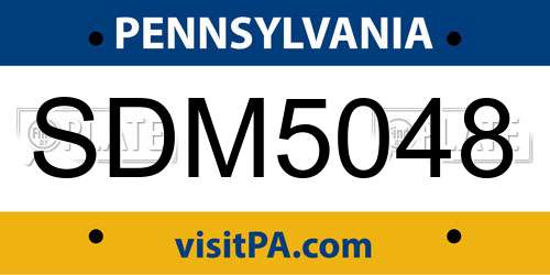 SDM5048 Pennsylvania License Plate