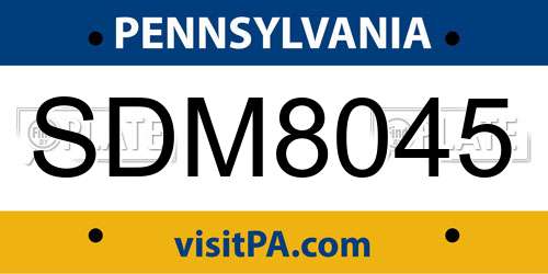 SDM8045 Pennsylvania License Plate