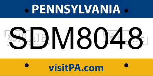 SDM8048 Pennsylvania License Plate
