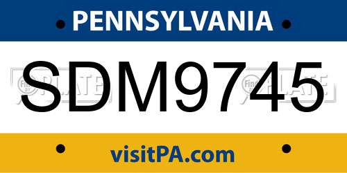 SDM9745 Pennsylvania License Plate