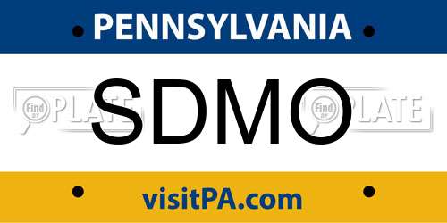 SDMO Pennsylvania License Plate