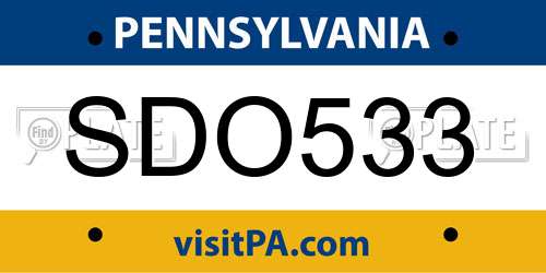 SDO533 Pennsylvania License Plate