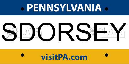 SDORSEY Pennsylvania License Plate