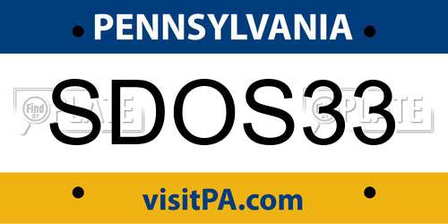 SDOS33 Pennsylvania License Plate