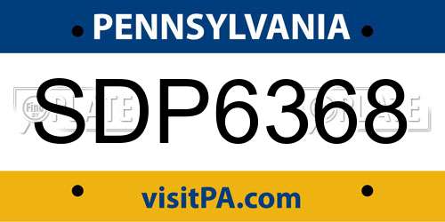 SDP6368 Pennsylvania License Plate