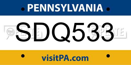 SDQ533 Pennsylvania License Plate