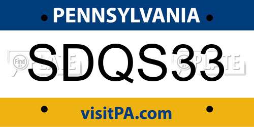 SDQS33 Pennsylvania License Plate