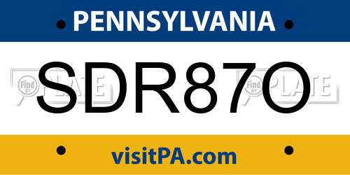 SDR87O Pennsylvania License Plate
