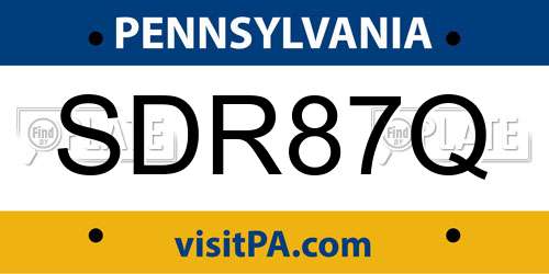 SDR87Q Pennsylvania License Plate
