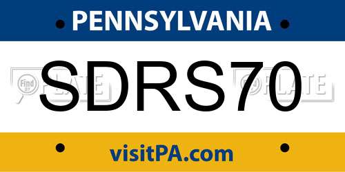 SDRS70 Pennsylvania License Plate