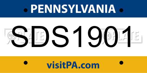 SDS1901 Pennsylvania License Plate