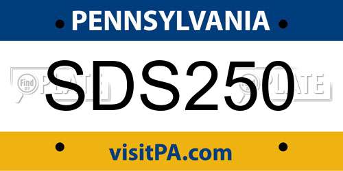 SDS250 Pennsylvania License Plate