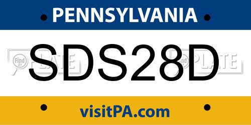 SDS28D Pennsylvania License Plate
