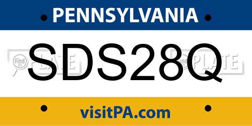 SDS28Q Pennsylvania License Plate